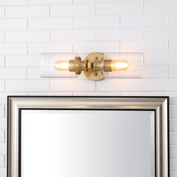 Jules Edison 16.5" Cylinder Iron/Seeded Glass Farmhouse Contemporary LED Wall Sconce
